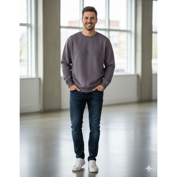 Columbia Men’s Logo Fleece Crew Sweatshirt XL Spellout - Picture 1 of 7